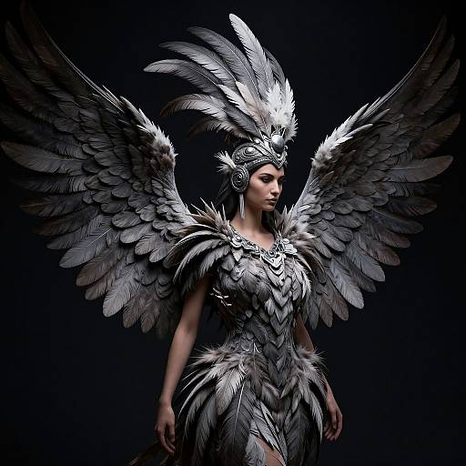 Hyper-Realistic Feathered Woman Portrait