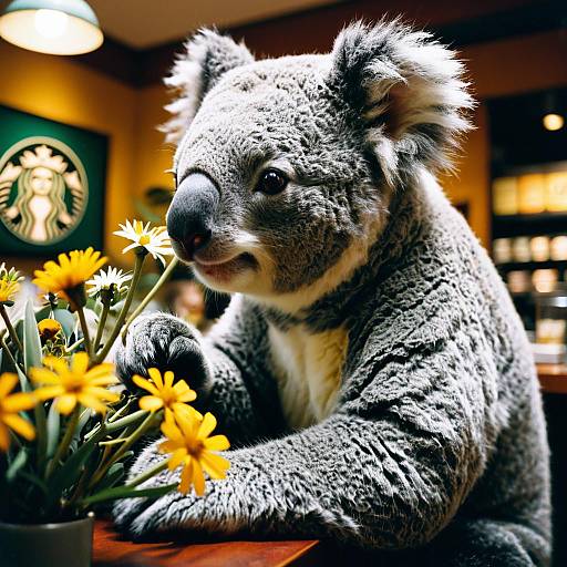 Technicolor Koala Botanist at Starbucks