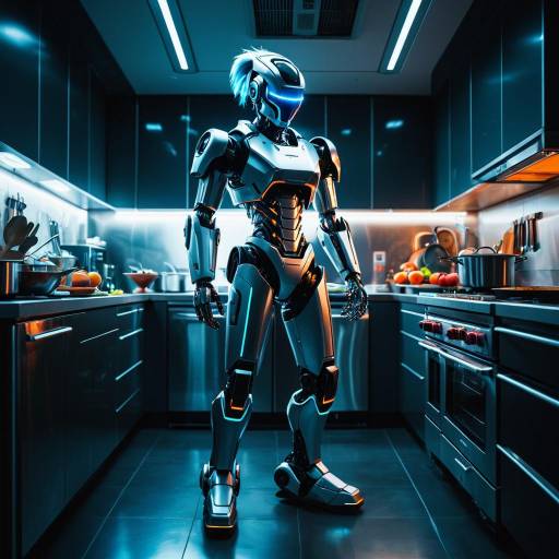 Futuristic Robot Chef in Modern Kitchen