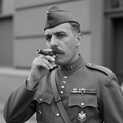 Vintage Military Officer Portrait in B&W