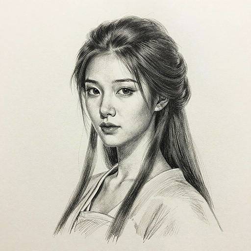 Intricate Fantasy Woman Pencil Portrait