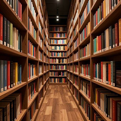 3D Library Corridor with Dramatic Lighting