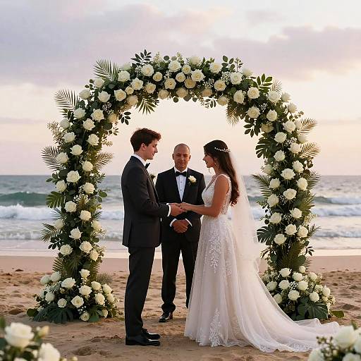 Romantic Beach Wedding Ceremony at Sunset