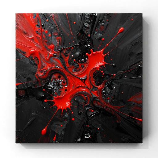Vivid Crimson Abstract Expressionism