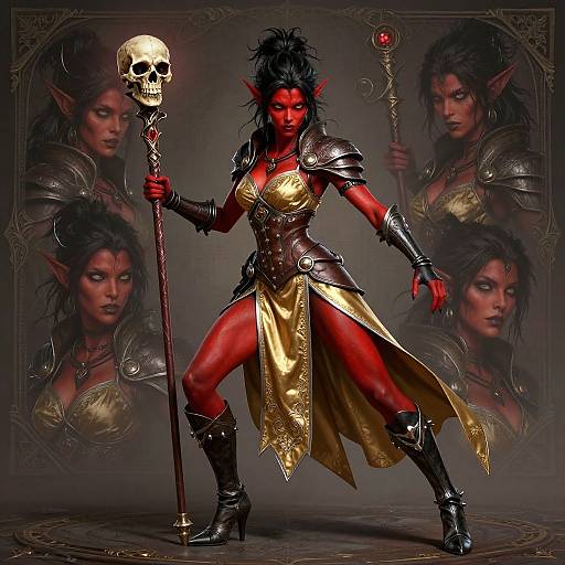 Fierce Tiefling Warlock in Detail