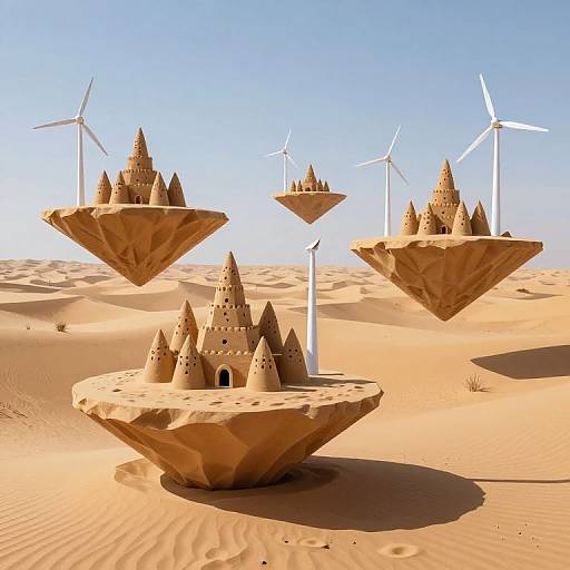 Surreal Floating Desert Civilizations