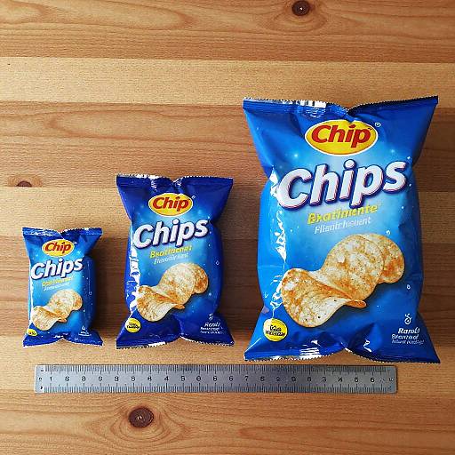 Chip Bag Size Comparison with Ruler