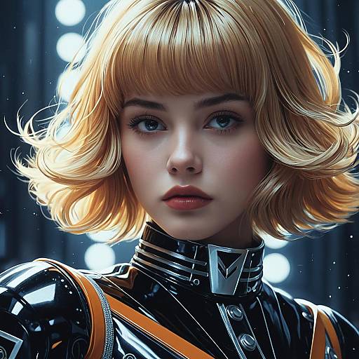 Futuristic Blonde Woman Portrait