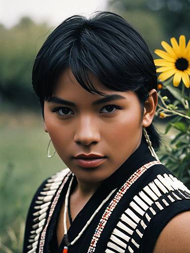 Native American Male in Traditional Dress Outdoors
