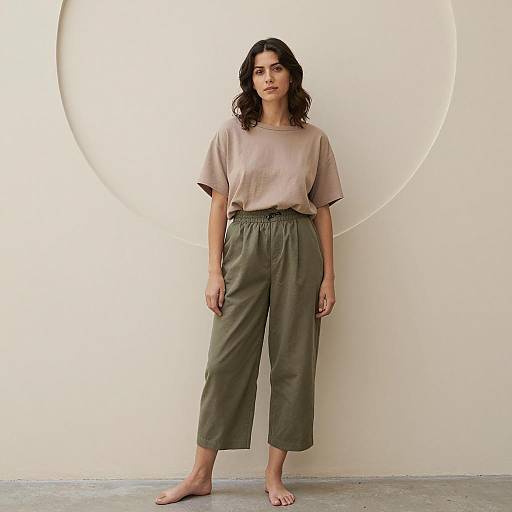 Young Woman in Casual Culotte Outfit