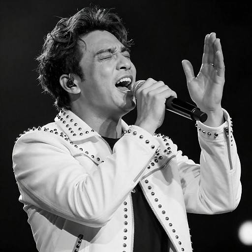 Black-and-White: Passionate Male Singer Portrait
