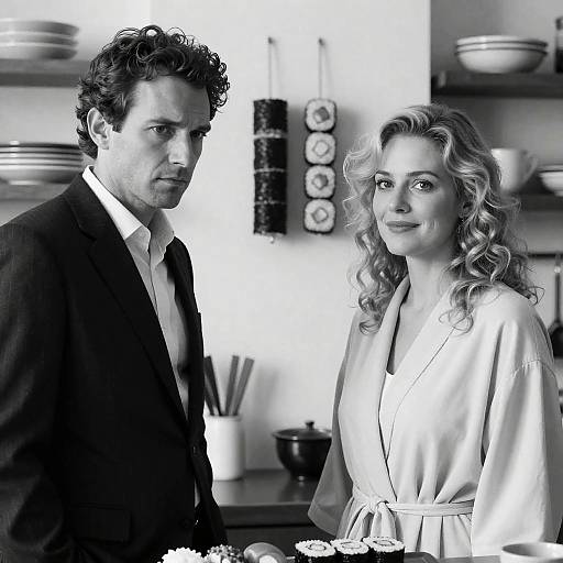 Elegant Black-and-White Kitchen Portrait