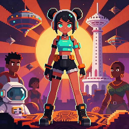 Neon Cyberpunk Teen Girl Portrait