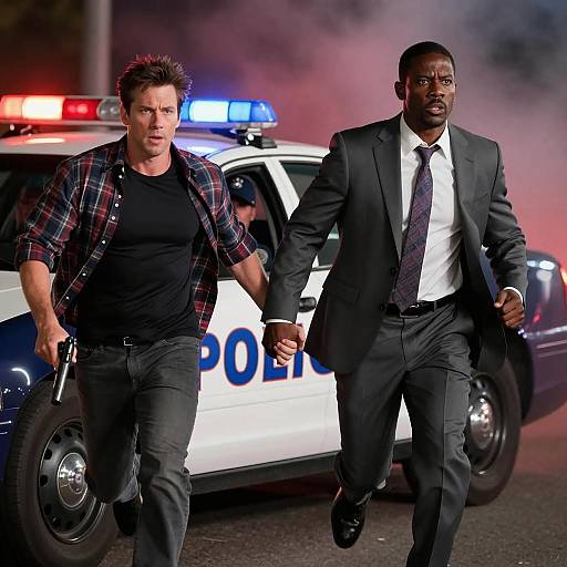 Action Scene: Two Men Fleeing Police