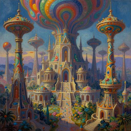 Surreal Psychedelic Mystical Cityscape