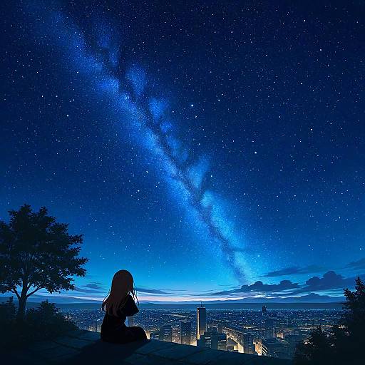 Enchanting Night Sky with Silhouette