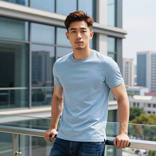 Young Asian Man in Modern High-Rise