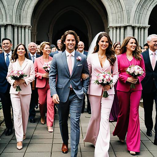 Elegant Female Trouser Suit Wedding Scene