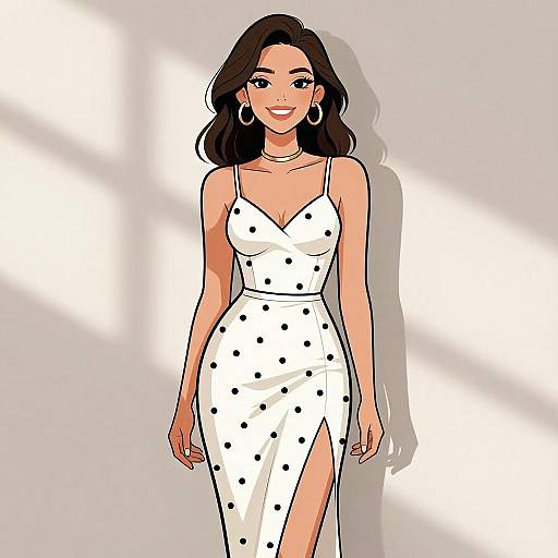 Chic Woman in Polka Dot Dress