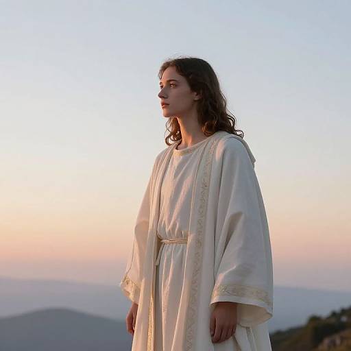 Femboy Jesus on Serene Sunrise Mountaintop
