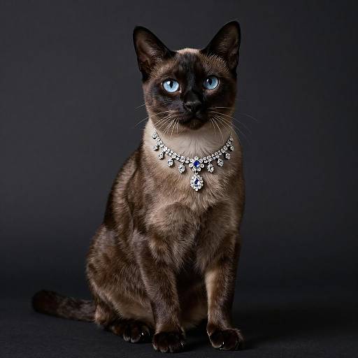 Burmese Cat Wearing Diamond Necklace