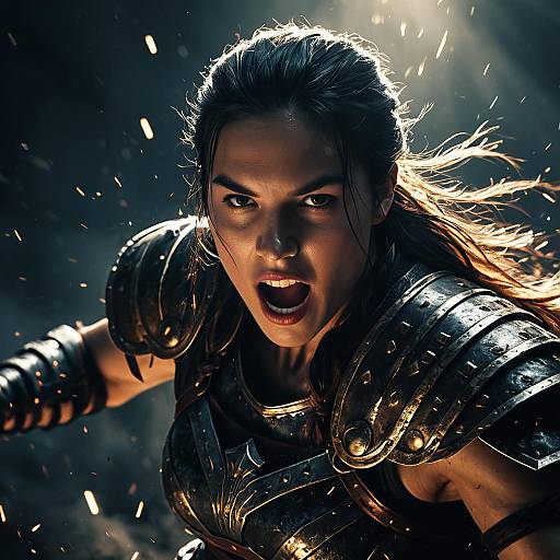 Fierce Warrior Woman in Battle Armor