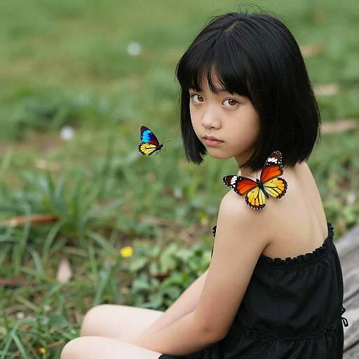 Realistic Preteen with Butterfly and Firefly