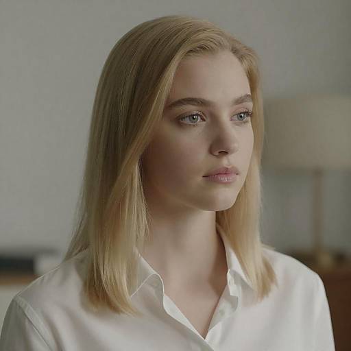 Blonde Woman Contemplative Portrait Photo