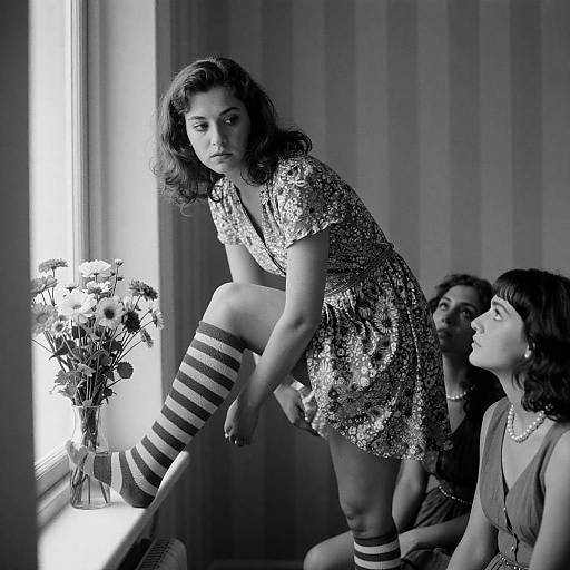 Three Women in Intense Black-and-White Portrait