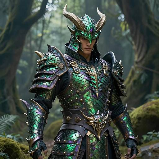 Intricate Fantasy Warrior in Dragon Armor