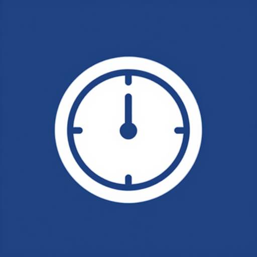 Simple digital graphic of a white clock icon with black hands and four markers, centered on a solid blue background.