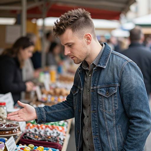 Fit European Man in Vibrant Market