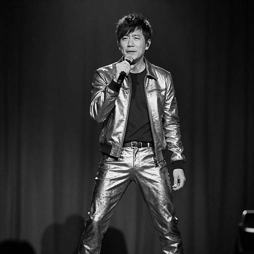Male Singer in Metallic Outfit Performing