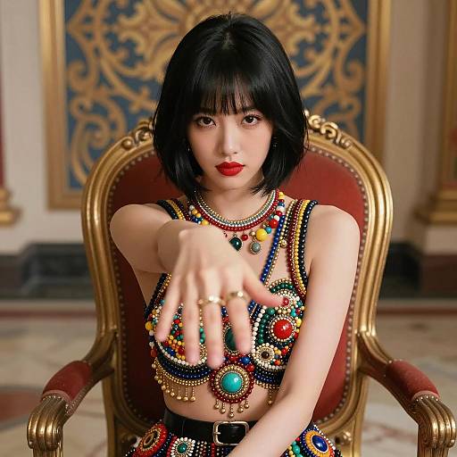 Chic Woman in Ornate Setting