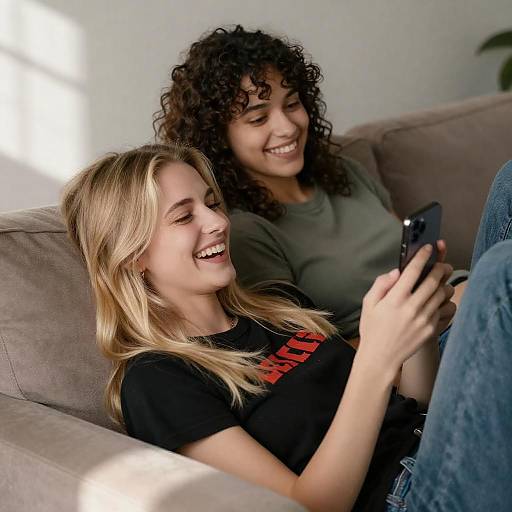 Joyful Moment: Two Friends Relaxing Together