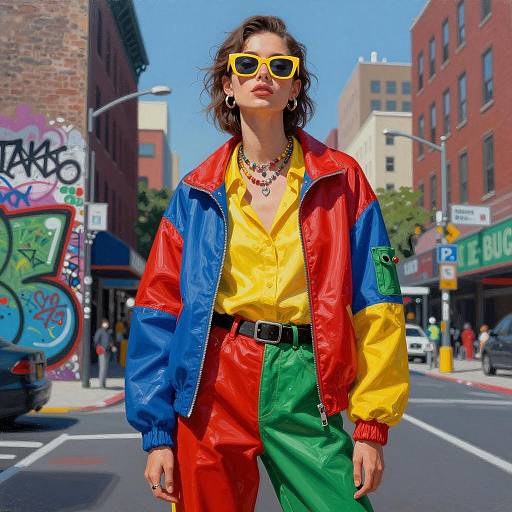 Bold Streetwear Fashion Portrait in Urban Setting