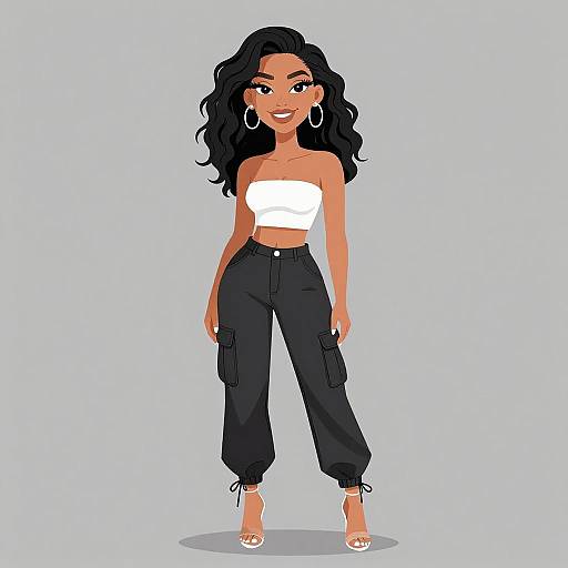 Smiling Woman in Contemporary Streetwear