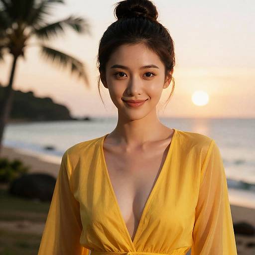 Sensual Portrait of Woman at Sunset