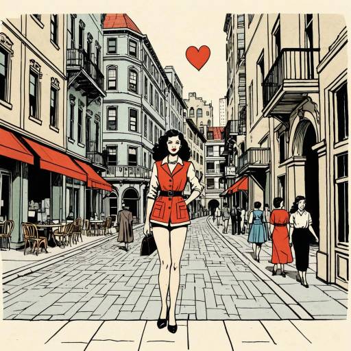 Retro Woman Walking on Historic City Street