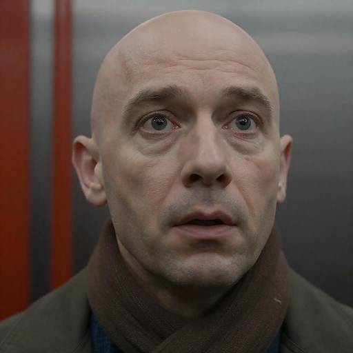 Surprised Bald Man in Urban Setting