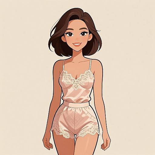 Smiling Woman in Elegant Boudoir Attire