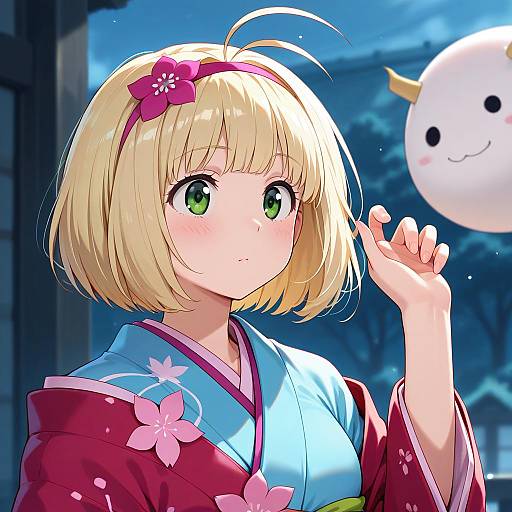 Illustration of Moriyama shiemi, ao no exorcist in the style of Pixie willow (voice actor)