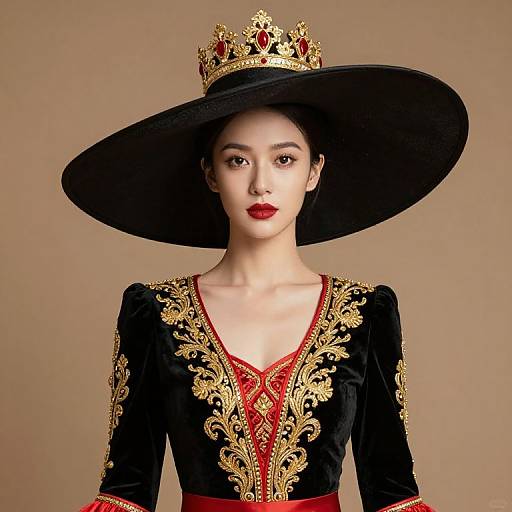 Elegant Woman in Embroidered Dress