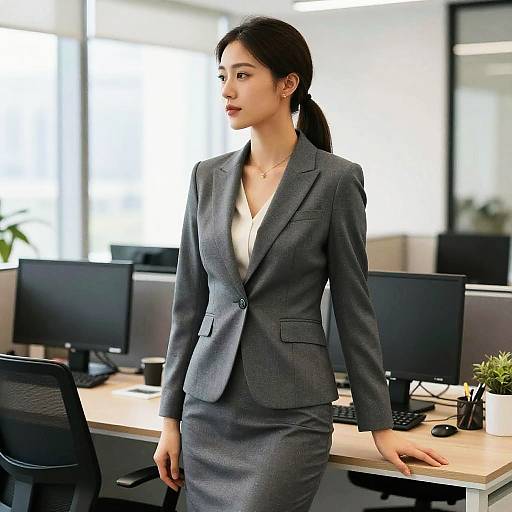 Sleek Ponytail Businesswoman Fashion