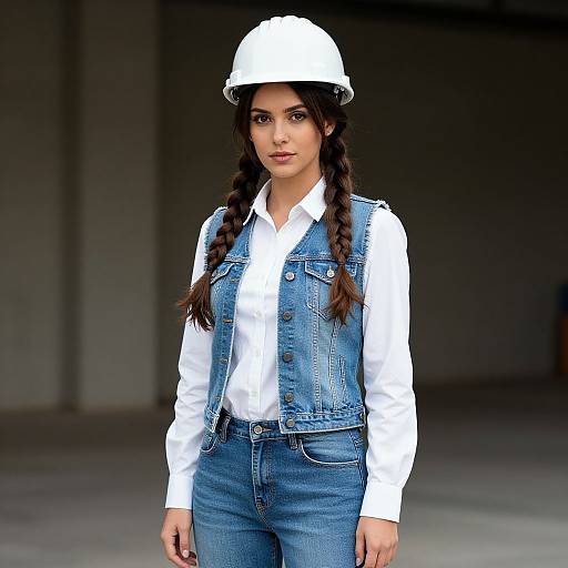 Realistic Woman in Construction Outfit