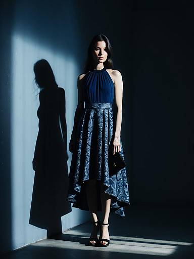 Woman in Elegant Evening Dress with Clutch