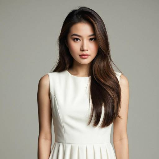 Asian Woman in White Sleeveless Dress