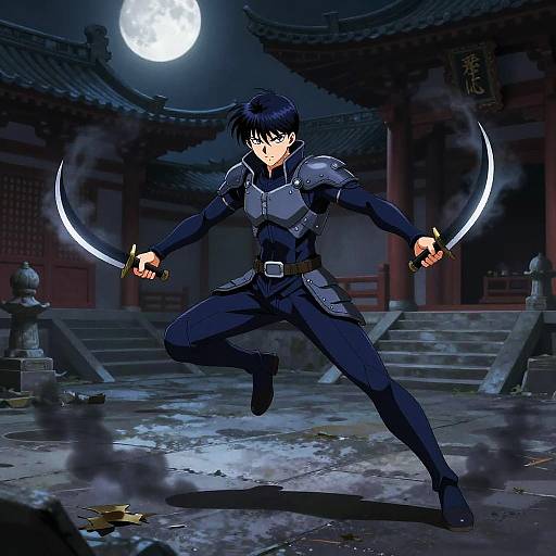 Shadow Dancer in Moonlit Temple