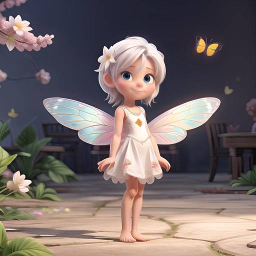 Cute Fairy Girl with Butterfly Wings