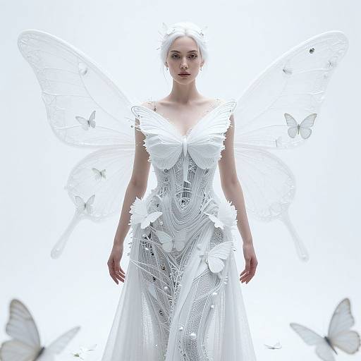 Ethereal Woman in Butterfly Flow